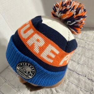 PICTURE FRIENDS LINE RECYCLED BLUE/NAVY/WHITE/ORANGE POM POM BEANIE O/S